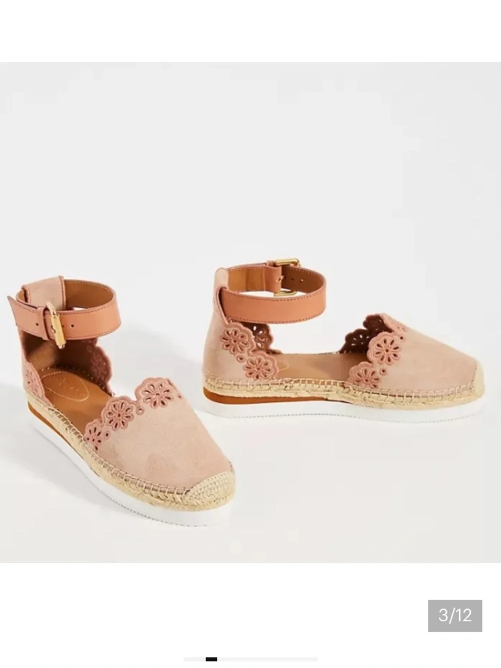 See By Chloe Glyn Suede Espadrille Cipria Color Size 8 Boho Cottage Feminine